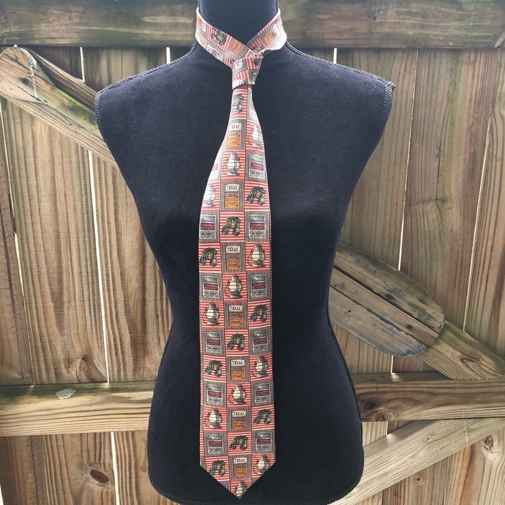 Vintage Structure Silk Necktie Style with Lanterns Binoculars License Plates